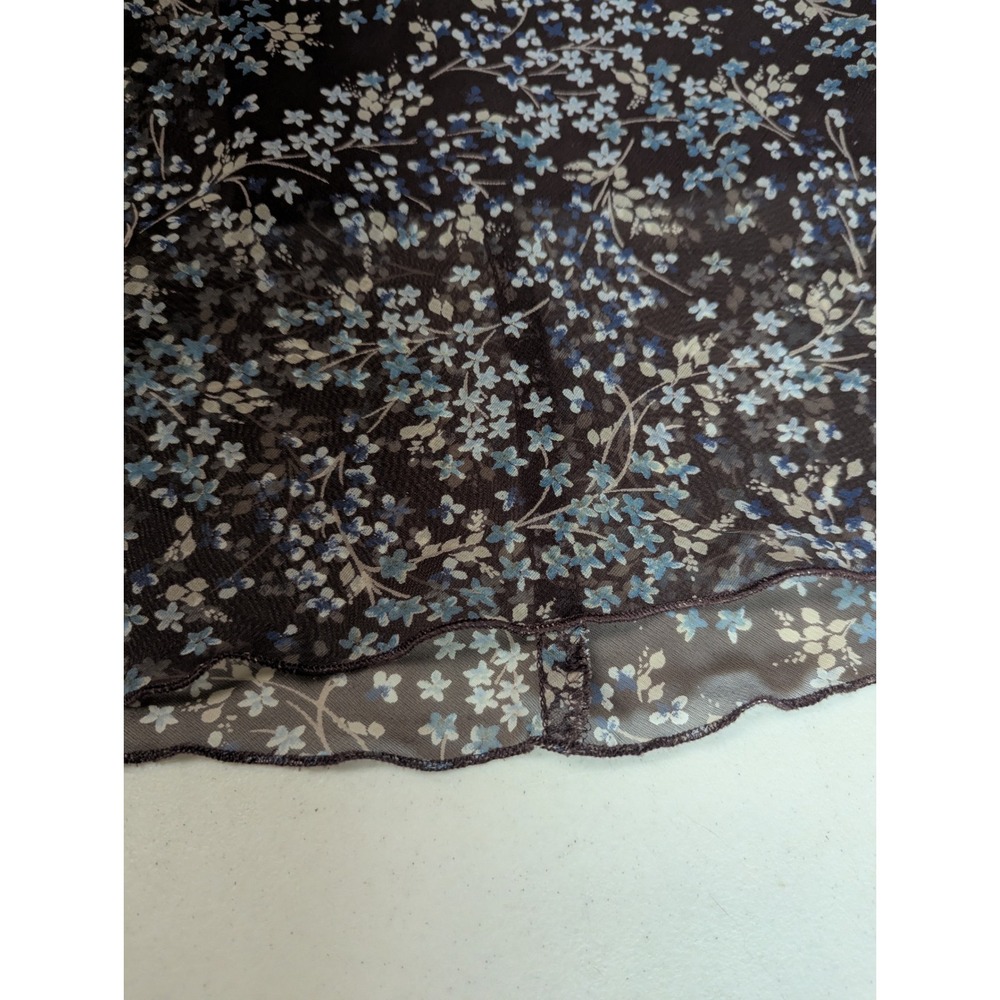 VTG 90s Jonathan Martin Brown‎ Floral Midi Dress w/ Slip Sheer Overlay XS/S USA - Picture 8 of 15